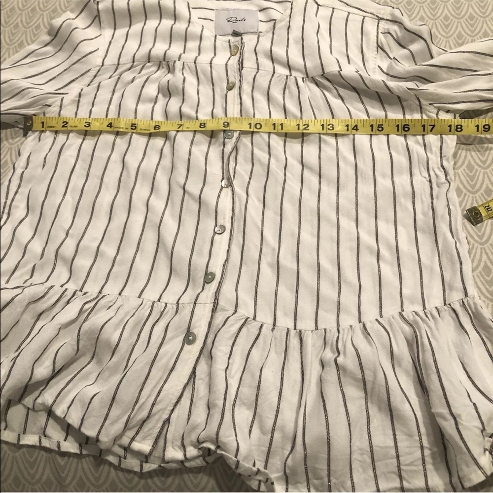 Rails White Ruby San Marino Stripe Button Down Top - image 8